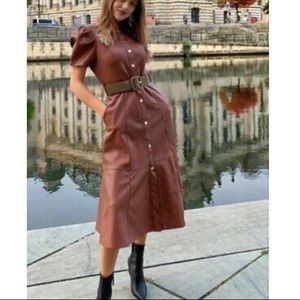 Zara. Faux leather midi dress